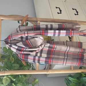 Gap Plaid Fringe Scarf Brown Tones/Orange O/S